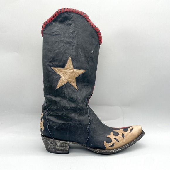 Old Gringo Womens 8.5B Spirit Of Texas Boots Western Blue Red Star Cowgirl - Picture 1 of 13